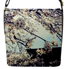 Plum Blossoms Flap Closure Messenger Bag (s) by okhismakingart