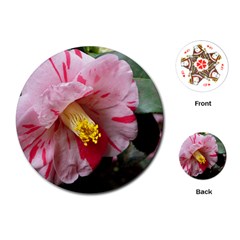 Striped Pink Camellia Ii Playing Cards Single Design (round)