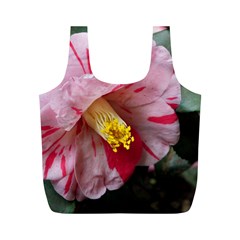 Striped Pink Camellia Ii Full Print Recycle Bag (m) by okhismakingart