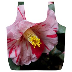 Striped Pink Camellia Ii Full Print Recycle Bag (xl) by okhismakingart