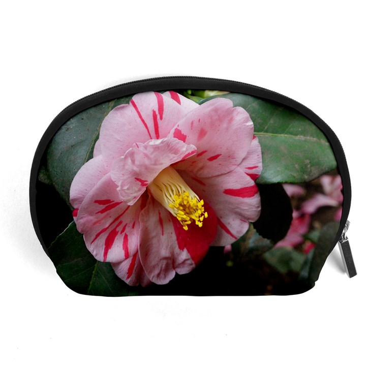 Striped Pink Camellia II Accessory Pouch (Large)