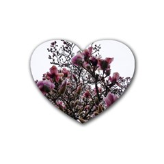 Saucer Magnolia Tree Ii Rubber Coaster (heart)  by okhismakingart