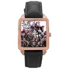 Saucer Magnolia Tree Ii Rose Gold Leather Watch  by okhismakingart