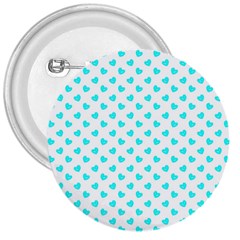 White Light Blue Hearts Pattern, Pastel Sky Blue Color 3  Buttons by Casemiro