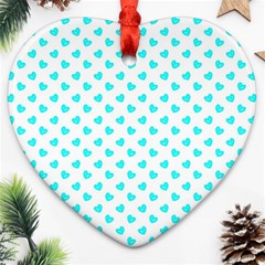 White Light Blue Hearts Pattern, Pastel Sky Blue Color Ornament (heart) by Casemiro