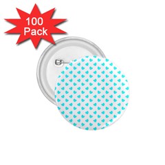 White Light Blue Hearts Pattern, Pastel Sky Blue Color 1 75  Buttons (100 Pack)  by Casemiro