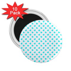 White Light Blue Hearts Pattern, Pastel Sky Blue Color 2 25  Magnets (10 Pack)  by Casemiro