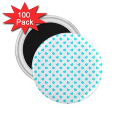 White Light Blue Hearts Pattern, Pastel Sky Blue Color 2 25  Magnets (100 Pack)  by Casemiro