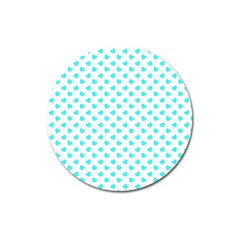 White Light Blue Hearts Pattern, Pastel Sky Blue Color Magnet 3  (round) by Casemiro