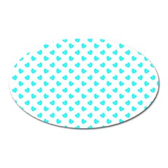 White Light Blue Hearts Pattern, Pastel Sky Blue Color Oval Magnet by Casemiro