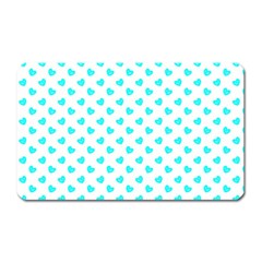 White Light Blue Hearts Pattern, Pastel Sky Blue Color Magnet (rectangular) by Casemiro