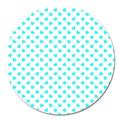 White Light Blue Hearts Pattern, Pastel Sky Blue Color Magnet 5  (round) by Casemiro