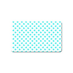 White Light Blue Hearts Pattern, Pastel Sky Blue Color Magnet (name Card) by Casemiro