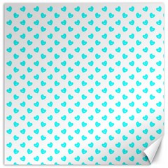 White Light Blue Hearts Pattern, Pastel Sky Blue Color Canvas 12  X 12  by Casemiro