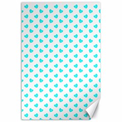 White Light Blue Hearts Pattern, Pastel Sky Blue Color Canvas 24  X 36  by Casemiro