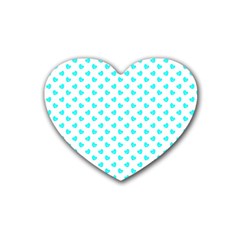 White Light Blue Hearts Pattern, Pastel Sky Blue Color Rubber Coaster (heart)  by Casemiro