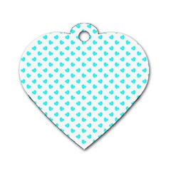 White Light Blue Hearts Pattern, Pastel Sky Blue Color Dog Tag Heart (one Side) by Casemiro