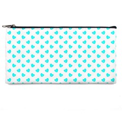 White Light Blue Hearts Pattern, Pastel Sky Blue Color Pencil Case by Casemiro