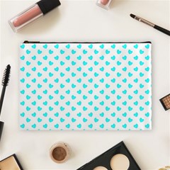 White Light Blue Hearts Pattern, Pastel Sky Blue Color Cosmetic Bag (large) by Casemiro