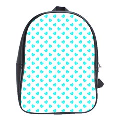 White Light Blue Hearts Pattern, Pastel Sky Blue Color School Bag (large) by Casemiro