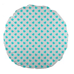 White Light Blue Hearts Pattern, Pastel Sky Blue Color Large 18  Premium Round Cushions by Casemiro