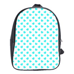 White Light Blue Hearts Pattern, Pastel Sky Blue Color School Bag (xl) by Casemiro