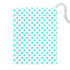 White Light Blue Hearts Pattern, Pastel Sky Blue Color Drawstring Pouch (5xl) by Casemiro