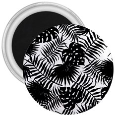 Black And White Tropical Leafs Pattern, Vector Image 3  Magnets by Casemiro