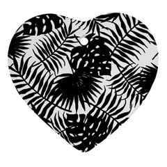 Black And White Tropical Leafs Pattern, Vector Image Ornament (heart) by Casemiro