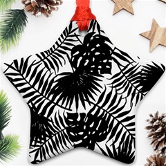 Black And White Tropical Leafs Pattern, Vector Image Ornament (star) by Casemiro