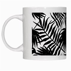 Black And White Tropical Leafs Pattern, Vector Image White Mugs by Casemiro