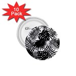 Black and white tropical leafs pattern, vector image 1.75  Buttons (10 pack) Front