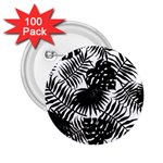 Black and white tropical leafs pattern, vector image 2.25  Buttons (100 pack)  Front