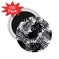 Black And White Tropical Leafs Pattern, Vector Image 2 25  Magnets (100 Pack)  by Casemiro