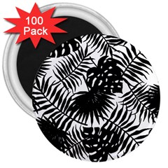 Black And White Tropical Leafs Pattern, Vector Image 3  Magnets (100 Pack) by Casemiro