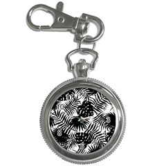 Black And White Tropical Leafs Pattern, Vector Image Key Chain Watches by Casemiro