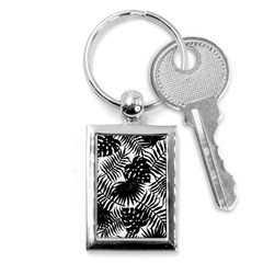 Black And White Tropical Leafs Pattern, Vector Image Key Chain (rectangle) by Casemiro