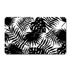 Black And White Tropical Leafs Pattern, Vector Image Magnet (rectangular) by Casemiro