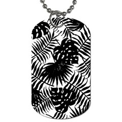 Black And White Tropical Leafs Pattern, Vector Image Dog Tag (two Sides) by Casemiro