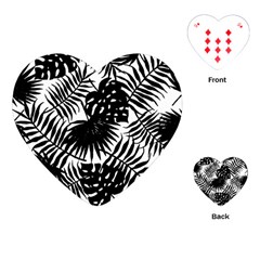 Black And White Tropical Leafs Pattern, Vector Image Playing Cards Single Design (heart) by Casemiro