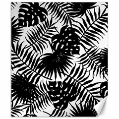 Black And White Tropical Leafs Pattern, Vector Image Canvas 8  X 10  by Casemiro