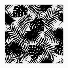 Black And White Tropical Leafs Pattern, Vector Image Medium Glasses Cloth (2 Sides) by Casemiro