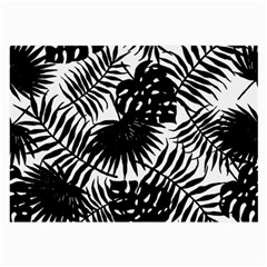 Black And White Tropical Leafs Pattern, Vector Image Large Glasses Cloth by Casemiro