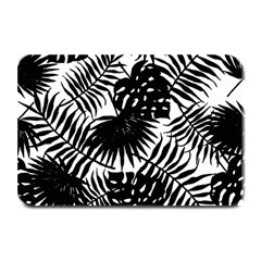 Black And White Tropical Leafs Pattern, Vector Image Plate Mats by Casemiro