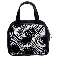 Black And White Tropical Leafs Pattern, Vector Image Classic Handbag (two Sides) by Casemiro