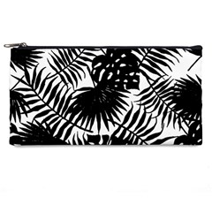 Black And White Tropical Leafs Pattern, Vector Image Pencil Case by Casemiro