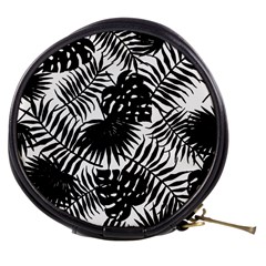 Black And White Tropical Leafs Pattern, Vector Image Mini Makeup Bag by Casemiro