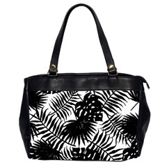 Black And White Tropical Leafs Pattern, Vector Image Oversize Office Handbag (2 Sides) by Casemiro