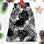 Black and white tropical leafs pattern, vector image Bell Ornament (Two Sides) Front