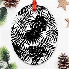 Black And White Tropical Leafs Pattern, Vector Image Ornament (oval Filigree) by Casemiro